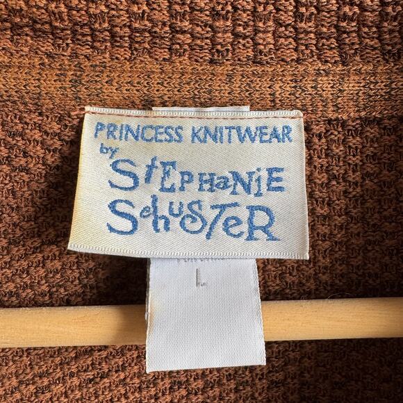 Vintage PRINCESS KNITWEAR Speckled Brown Double-Breasted Knit Cardigan Jacket - Picture 3 of 7